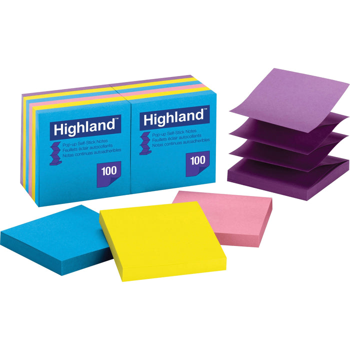 Highland Self-sticking Bright Pop-up Notepads - MMM6549PUB