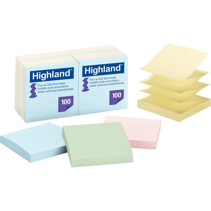Highland Self-sticking Pastel Pop-up Notepads - MMM6549PUA