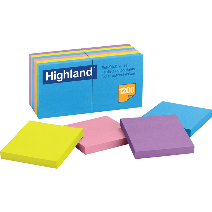 Highland Self-Sticking Notepads - Bright Colors - MMM6549B