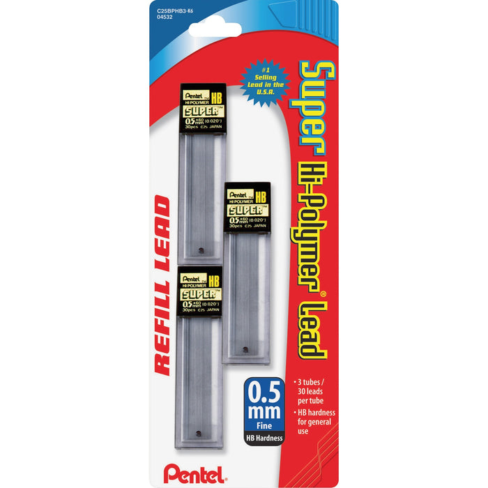 Pentel Super Hi-Polymer Leads - PENC25BPHB3K6