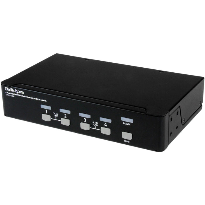 StarTech.com 4 Port DVI + USB KVM Switch with Audio - KVM switch - USB 2.0 Hub - 2 ports - 1 local user - 1U - STCSV431DVIUA