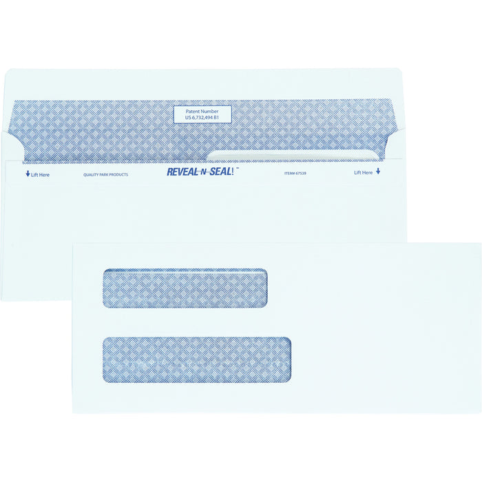 Quality Park No. 8 5/8 Double-Window Security Envelopes with Reveal-N-Seal&reg; Self-Seal Closure - QUA67539