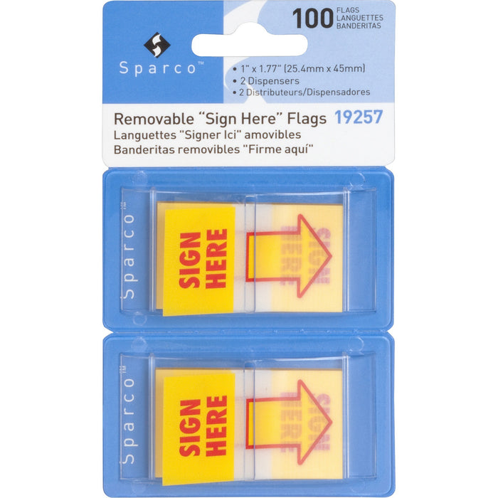 Sparco Pop-up Sign Here Flags in Dispenser - SPR19257