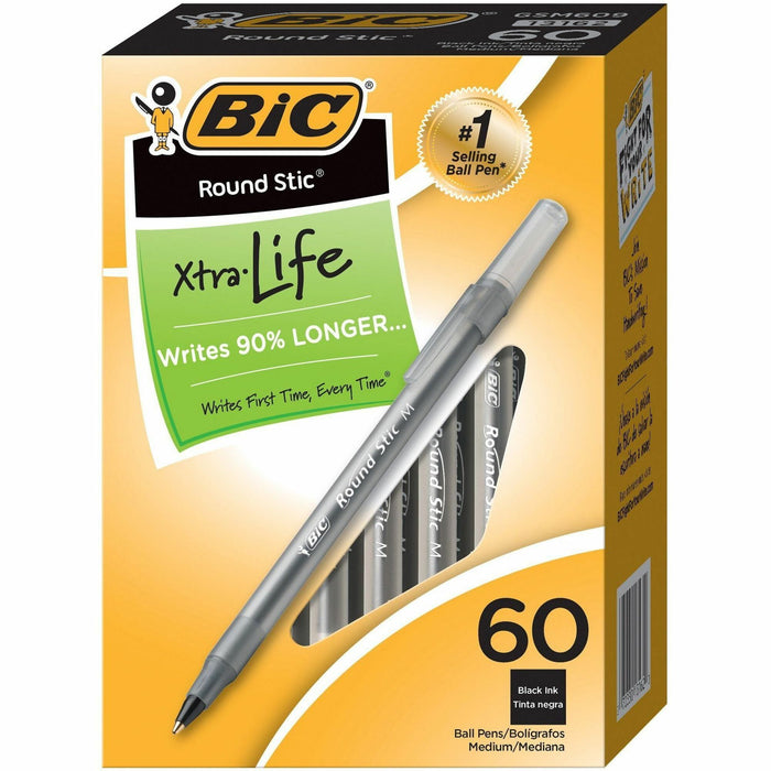 BIC Round Stic Ballpoint Pens - BICGSM609BK
