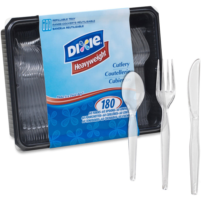 Dixie Heavyweight Disposable Forks, Knives & Teaspoons Keeper Pack Grab-N-Go by GP Pro - DXECH0180DX7
