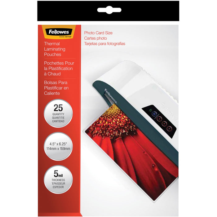 Fellowes Photo Card Glossy Thermal Laminating Pouches - FEL52010