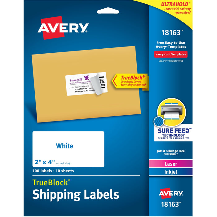 Avery&reg; TrueBlock Shipping Labels - Sure Feed Technology - AVE18163