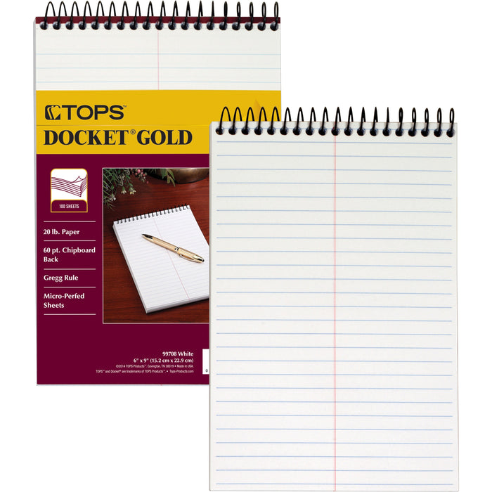 TOPS Docket Gold Spiral Steno Book - TOP99708