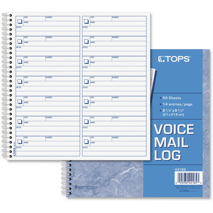 TOPS Voice Message Log Book - TOP44165