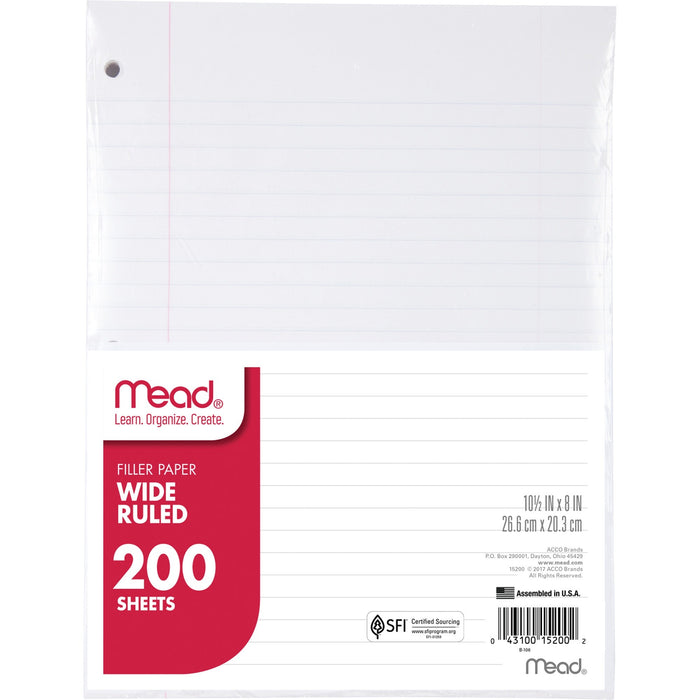 Mead 3-Hole Punched Wide-ruled Filler Paper - MEA15200