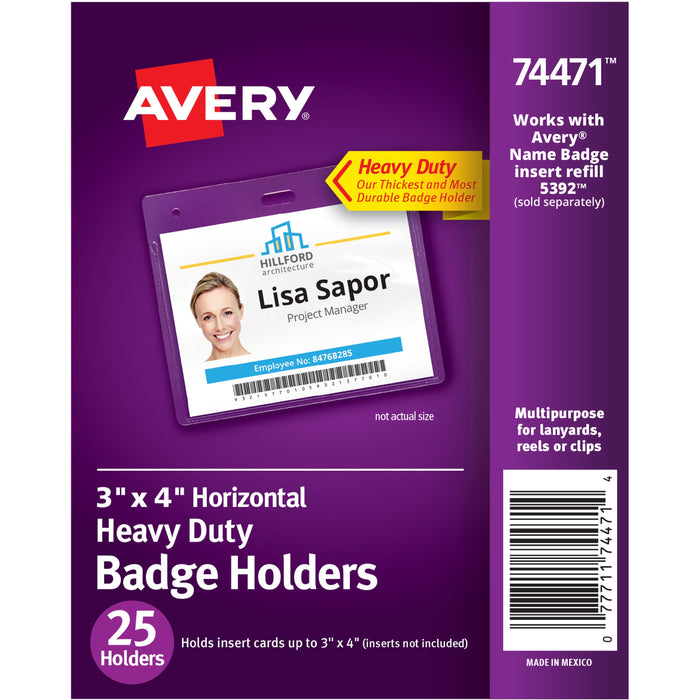 Avery&reg; Heavy-Duty Secure Top Clear Badge Holders - AVE74471