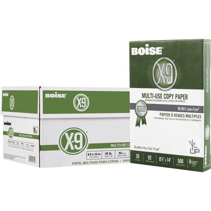 BOISE X-9 Multi-Use Copy Paper, 8.5" x 14" Legal, 92 Bright White, 20 lb., 10 Ream Carton (5,000 Sheets) - CASOX9004
