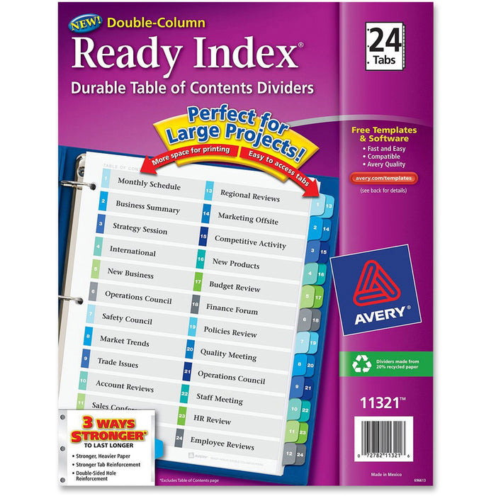 Avery&reg; Two-Column Table Contents Dividers w/Tabs - AVE11321