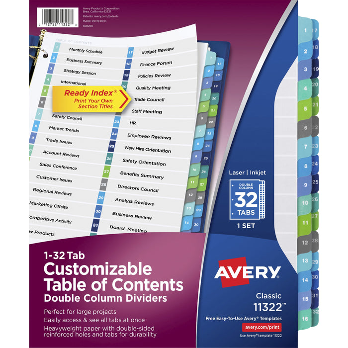 Avery&reg; Two-Column Table Contents Dividers w/Tabs - AVE11322