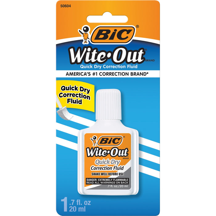 BIC Quick Dry Correction Fluid, White, 1 Pack - BICWOFQDP1WHI