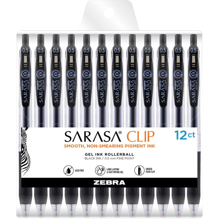 Zebra Pen Sarasa Clip Gel Retractable Black Pens - ZEB47310