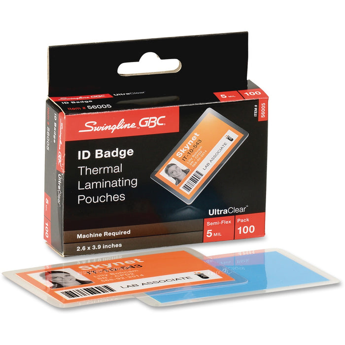 GBC Ultra Clear ID Badge Thermal Laminating Pouches - GBC56005