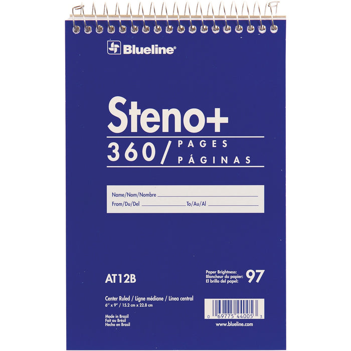 Blueline White Paper Wirebound Steno Pad - REDAT12B