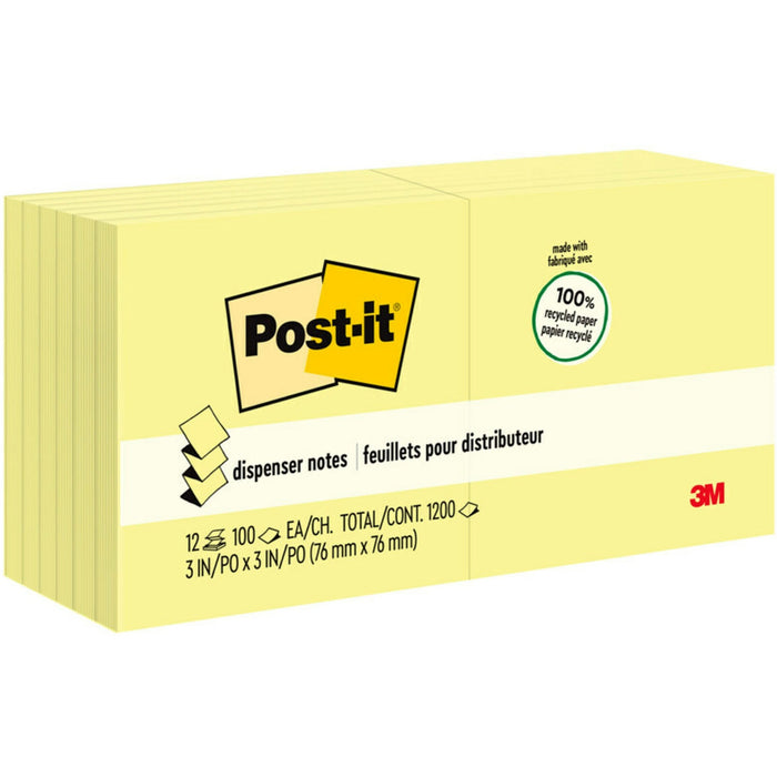 Post-it&reg; Greener Dispenser Notes - MMMR330RP12YW