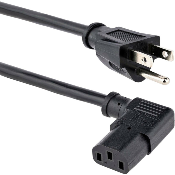 StarTech.com 6ft (2m) Computer Power Cord, NEMA 5-15P to Right Angle C13, 10A 125V, 18AWG, Replacement AC Power Cord, Monitor Power Cable - STCPXT101L