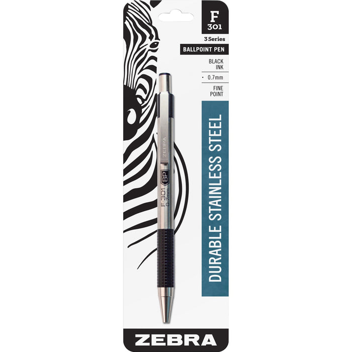 Zebra STEEL 3 Series F-301 Retractable Ballpoint Pen - ZEB27111