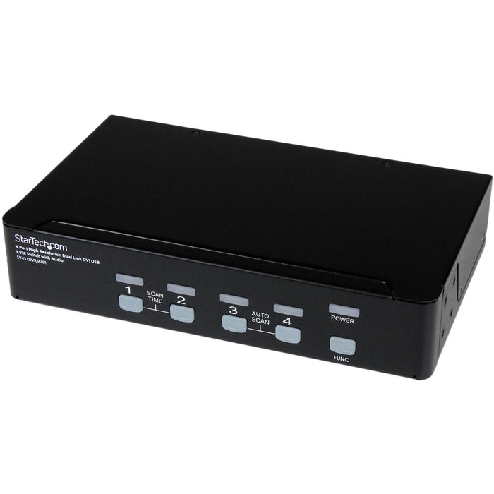 StarTech.com 4 Port High Resolution USB DVI Dual Link KVM Switch with Audio - STCSV431DVIUAHR