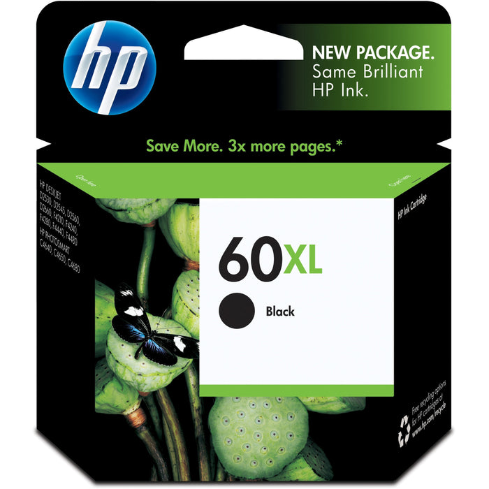 HP 60XL (CC641WN) Original Inkjet Ink Cartridge - Black - 1 Each - HEWCC641WN