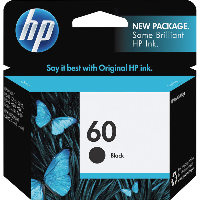 HP 60 (CC640WN) Original Inkjet Ink Cartridge - Black - 1 Each - HEWCC640WN