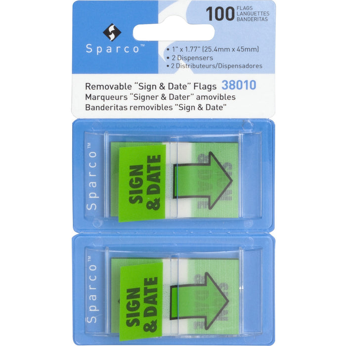 Sparco "Sign & Date" Preprinted Flags in Dispenser - SPR38010