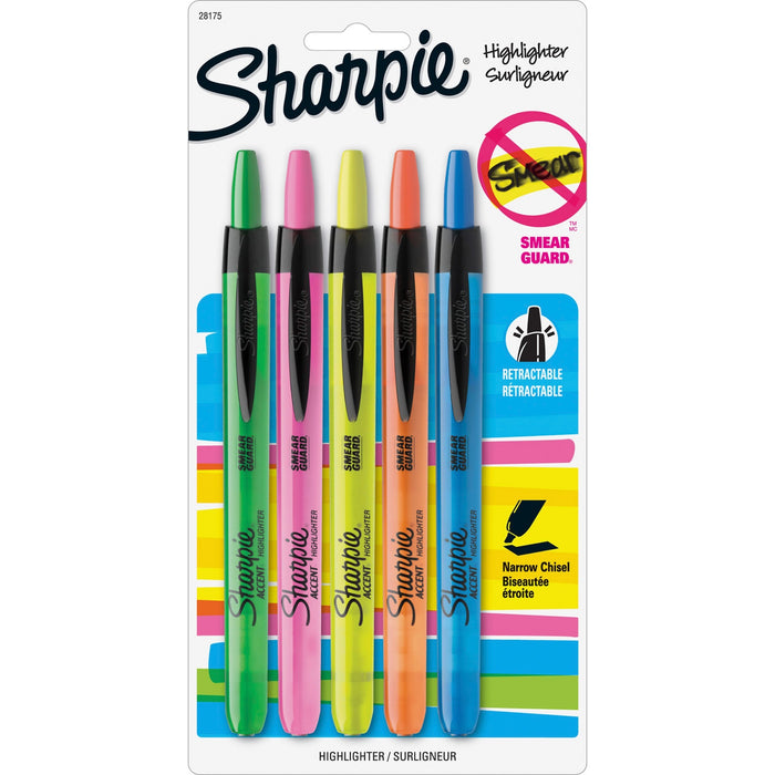 Sharpie Smear Guard Retractable Highlighters - SAN28175PP