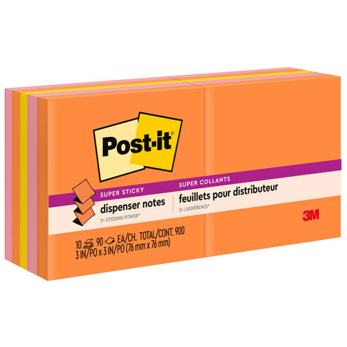 Post-it&reg; Super Sticky Dispenser Notes - Energy Boost Color Collection - MMMR33010SSAU