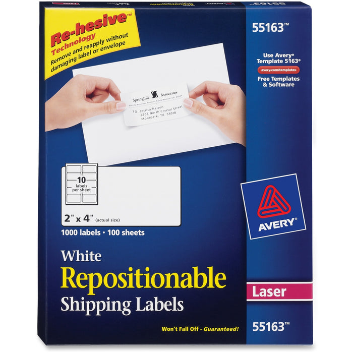 Avery&reg; Repositionable Shipping Labels - Sure Feed Technology - AVE55163