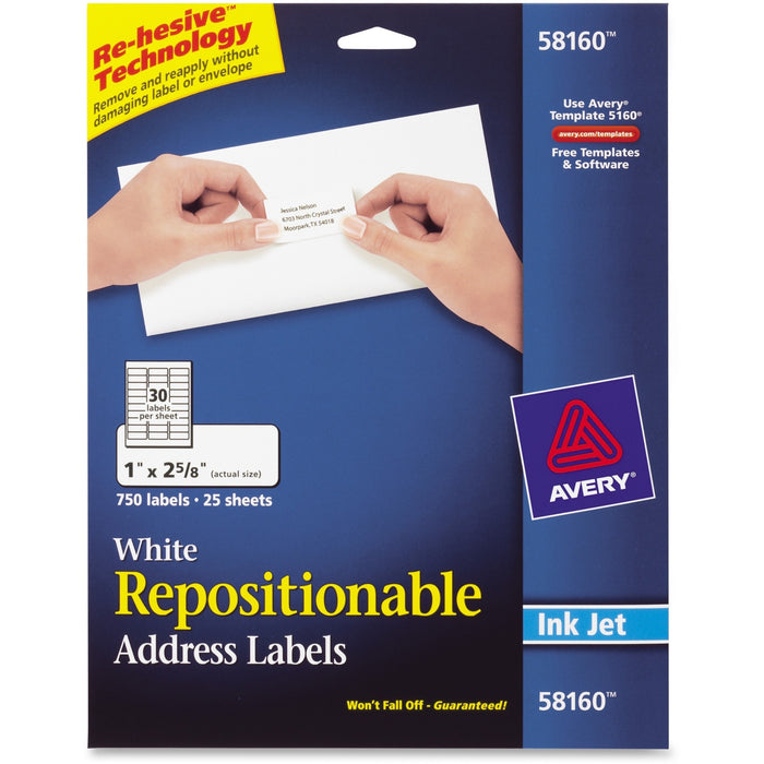 Avery&reg; Repositionable Address Labelss - Sure Feed Technology - AVE58160