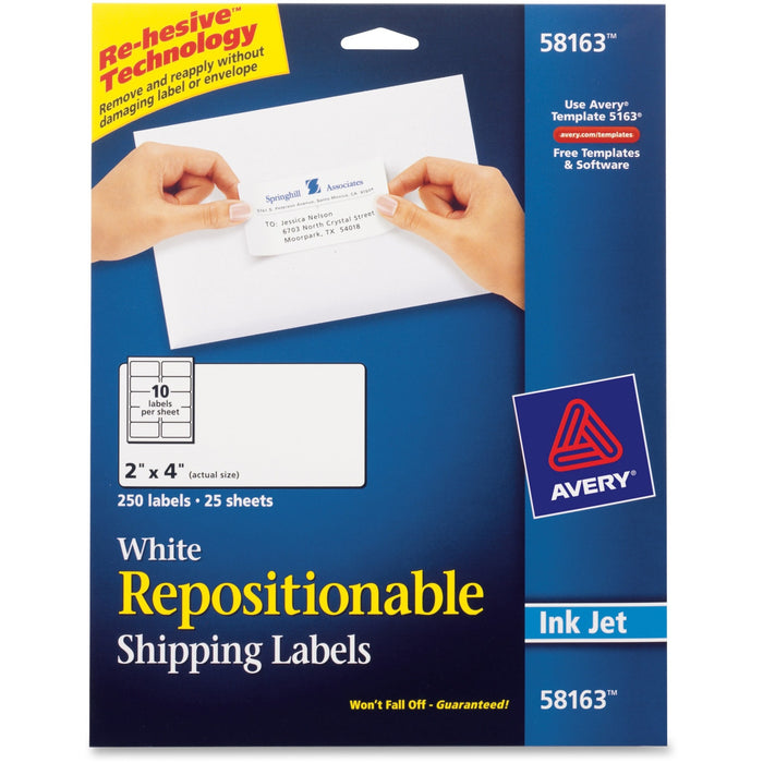 Avery&reg; Repositionable Shipping Labels - Sure Feed Technology - AVE58163