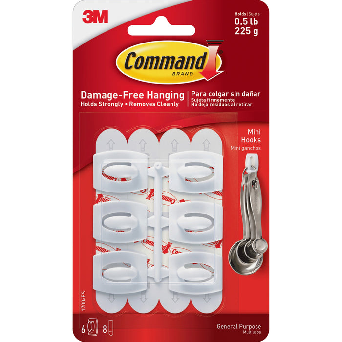 Command Mini White Hooks with White Strips - MMM17006