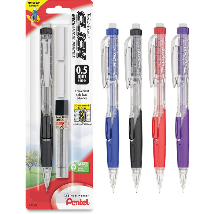 Pentel .5mm Twist Erase Click Mechanical Pencils - PENPD275TLEBP