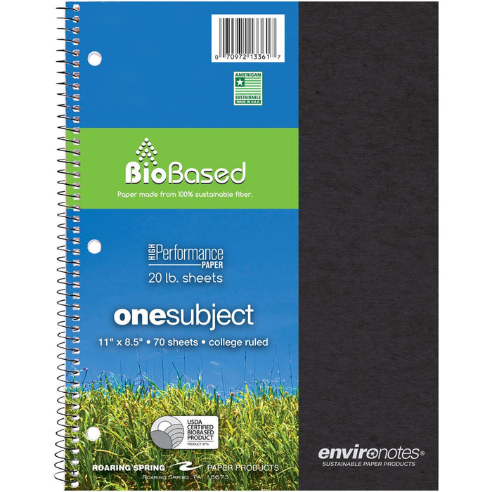 Roaring Spring Environotes College Ruled 1 Subject Recycled Spiral Notebook - ROA13361