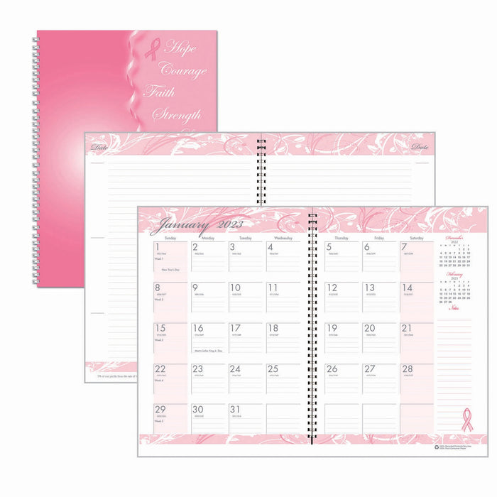House of Doolittle BCA Pink Cover Monthly Wirebound Journal - HOD5226