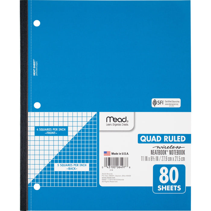 Mead Quad Wireless Neatbook Notebook - Letter - MEA06497