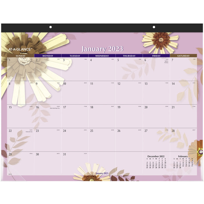 At-A-Glance Paper Flowers Monthly Desk Pad - AAG5035