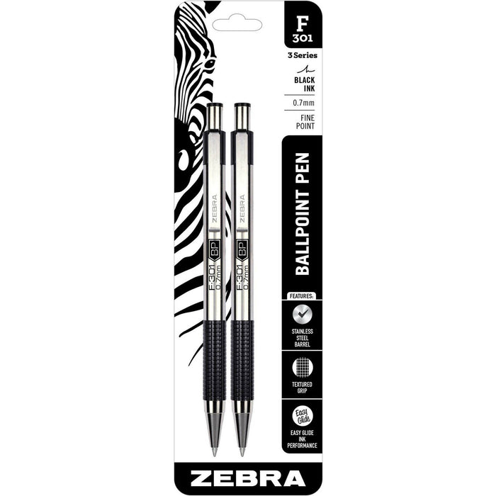 Zebra Pen F-301 Stainless Steel Ballpoint Pens - ZEB27112