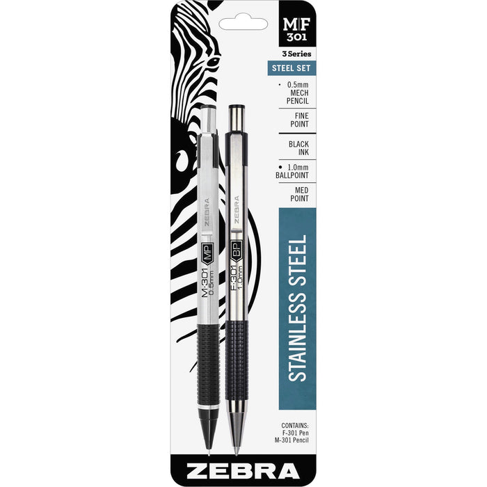 Zebra STEEL 3 Series M/F 301 Mechanical Pencil & Ballpoint Pen Set - ZEB57011