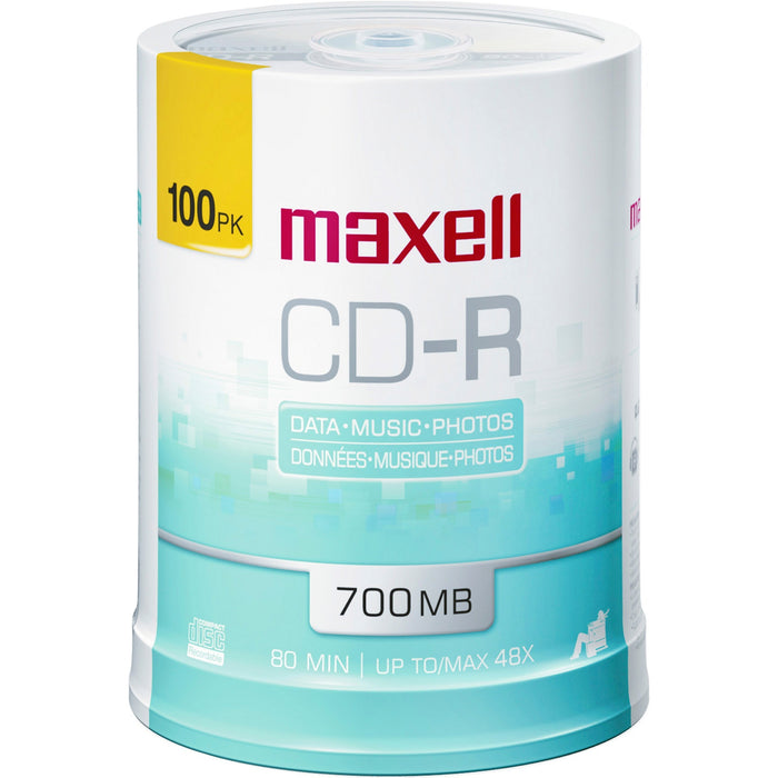 Maxell CD Recordable Media - CD-R - 48x - 700 MB - 100 Pack Spindle - MAX648720