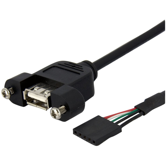 StarTech.com 1 ft Panel Mount USB Cable - USB A to Motherboard Header Cable F/F - STCUSBPNLAFHD1