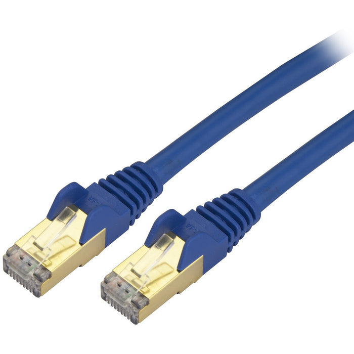 StarTech.com 10ft CAT6a Ethernet Cable - 10 Gigabit Category 6a Shielded Snagless 100W PoE Patch Cord - 10GbE Blue UL Certified Wiring/TIA - STCC6ASPAT10BL