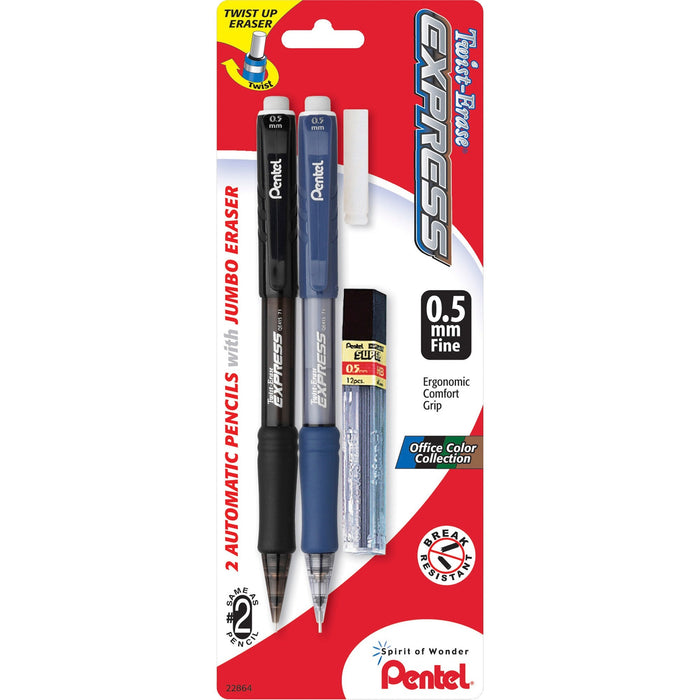 Pentel Twist-Erase Express Automatic Pencils - PENQE415LEBP2