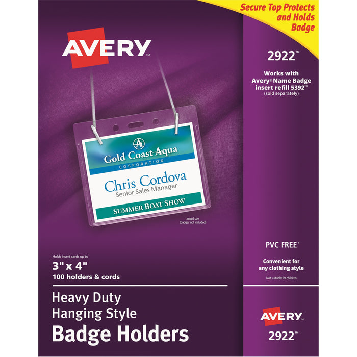 Avery&reg; Heavy-Duty Clear Hanging Style Badge Holders - AVE2922