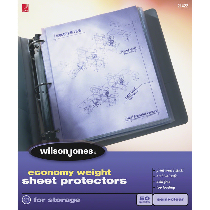 Wilson Jones Economy Weight Top-Loading Sheet Protector - WLJ21422