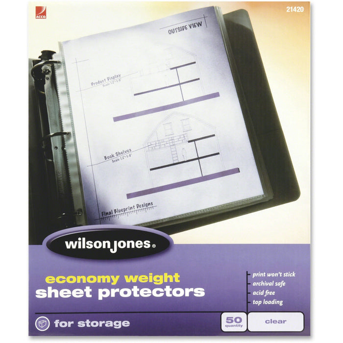 Wilson Jones Economy Weight Top-Loading Sheet Protectors - WLJ21420