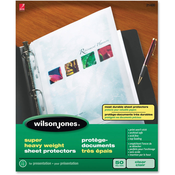 Wilson Jones Super Heavy Weight Top-Loading Sheet Protectors - WLJ21401